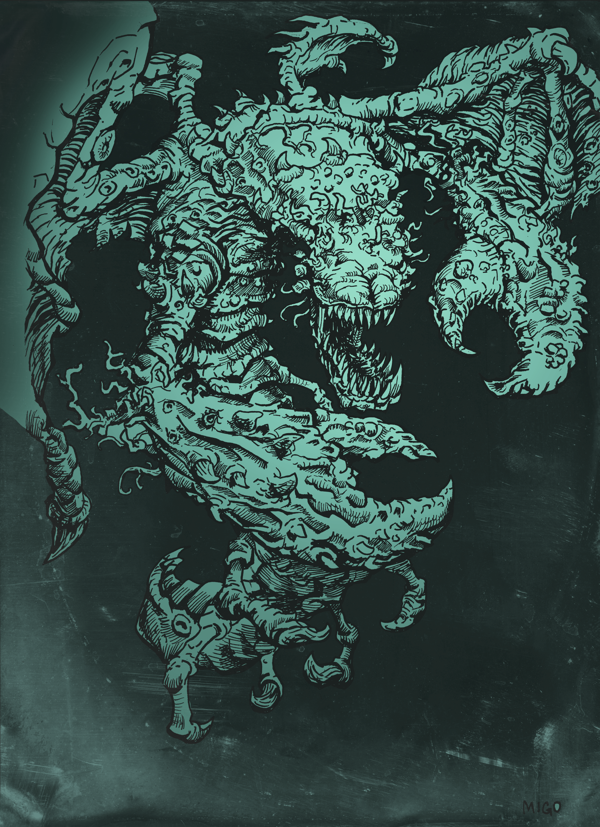 Mi go - Original dark fantasy comic illustration by Bo T. K. Michelsen (Knight of Ink)