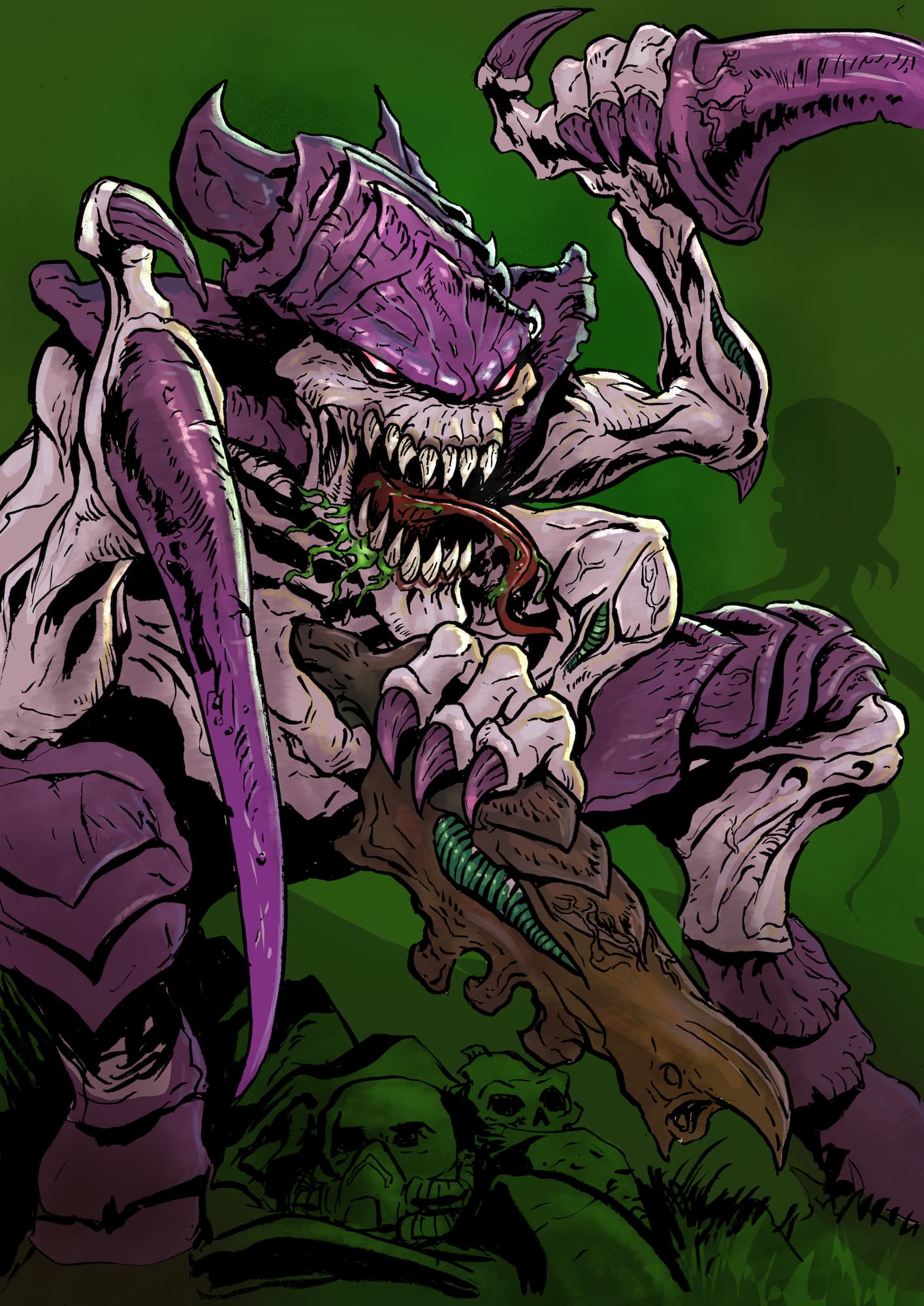 Tyranid - Original dark fantasy comic illustration by Bo T. K. Michelsen (Knight of Ink)